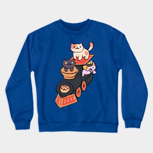 kitty collector cats conductor whiskers, peaches, pepper, princess on cardboard train Crewneck Sweatshirt